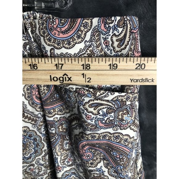 Talbots The Perfect Crop Women's Beige Multi Paisley Cotton Stretch Pants SZ-22 - Picture 6 of 16